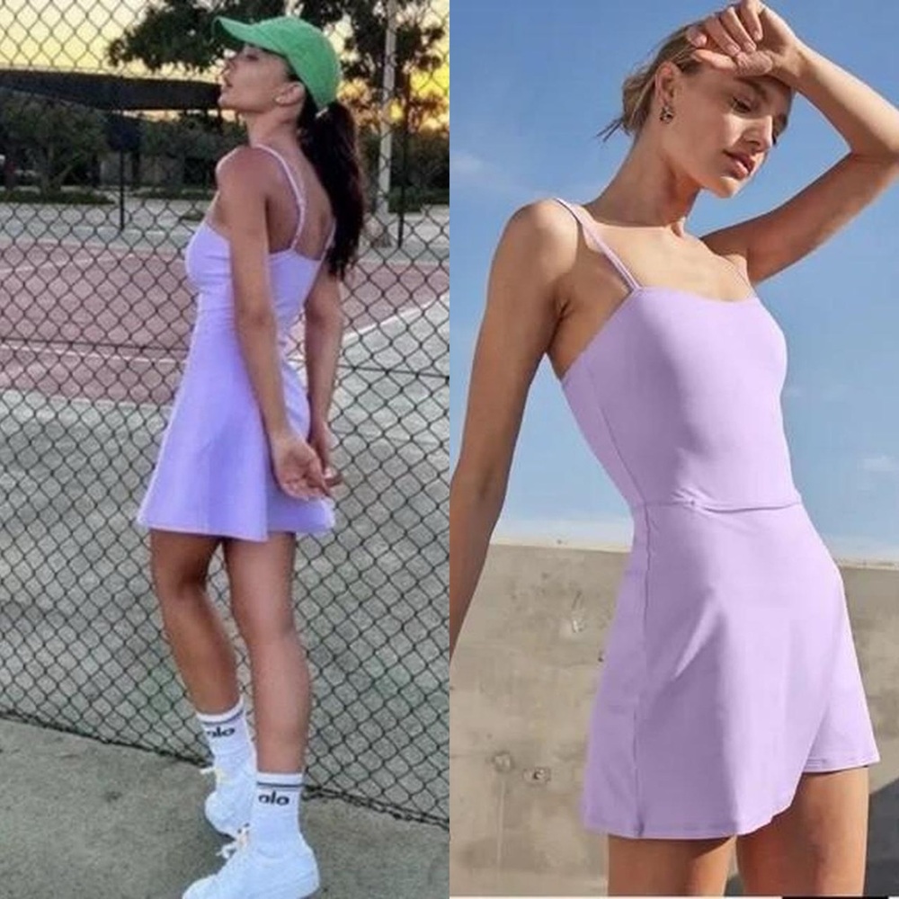 Alo Yoga Alosoft Courtside Tennis Dress Violet Skies (Lavender) Small